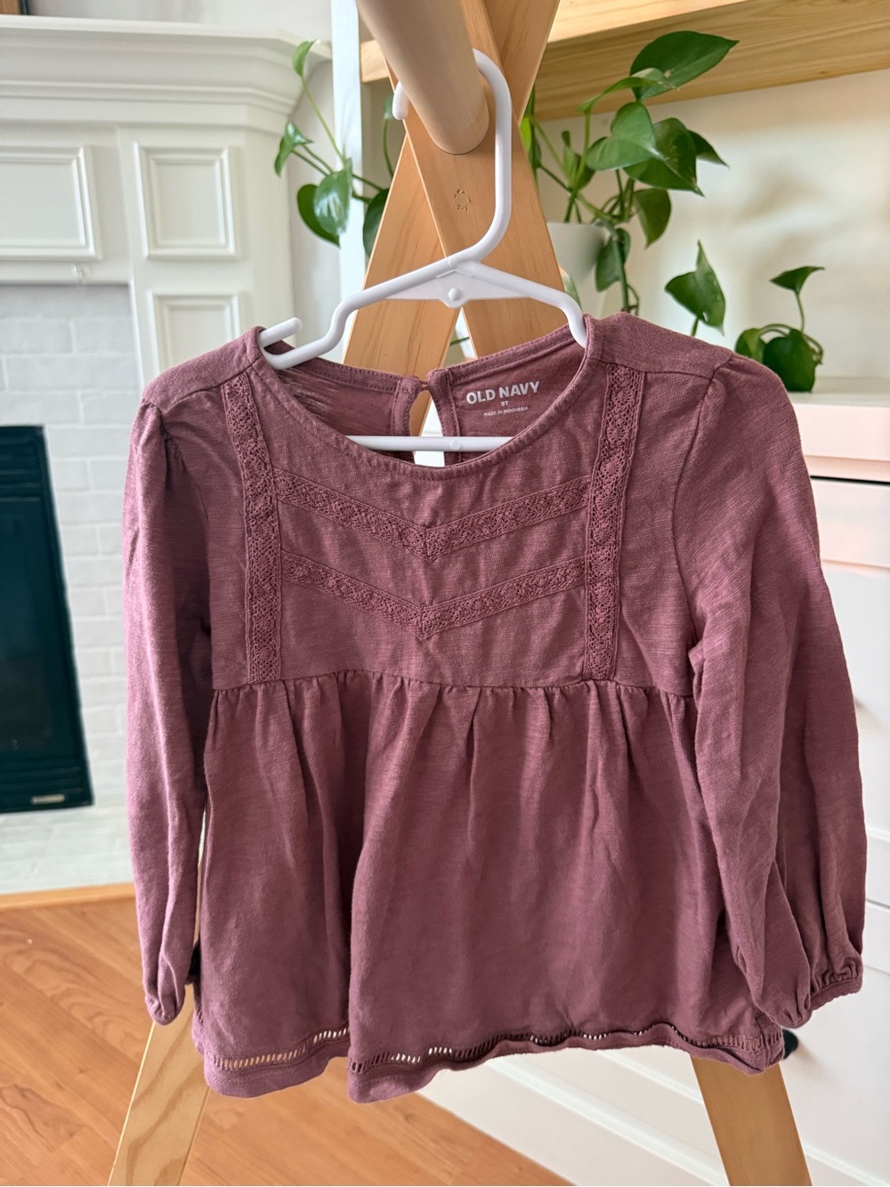Old Navy Girls' Long-Sleeve Dusty Mauve Peasant Top